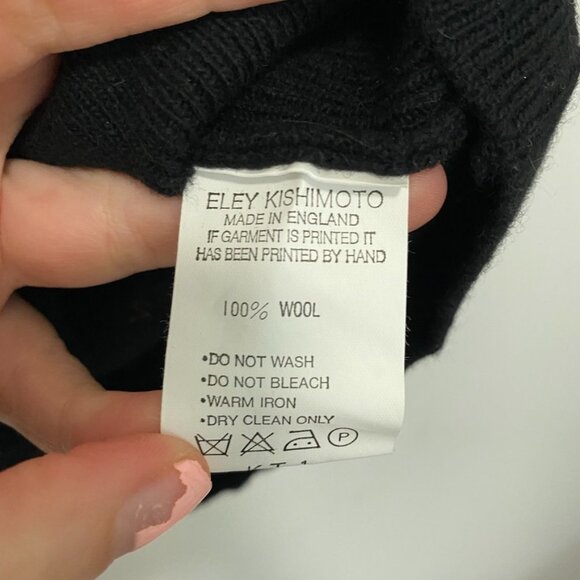 NEW Eley Kishimoto Black Ruffle Wool Turtleneck Sweater Size 12 - Picture 2 of 4